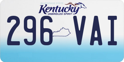 KY license plate 296VAI