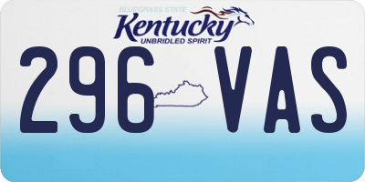 KY license plate 296VAS
