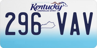 KY license plate 296VAV