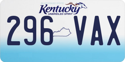 KY license plate 296VAX
