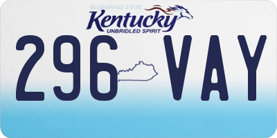 KY license plate 296VAY