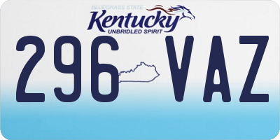 KY license plate 296VAZ