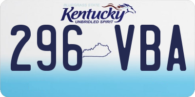 KY license plate 296VBA