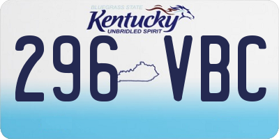 KY license plate 296VBC