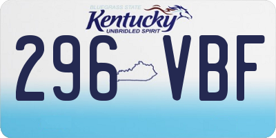 KY license plate 296VBF