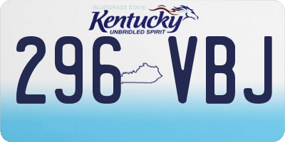KY license plate 296VBJ
