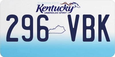 KY license plate 296VBK