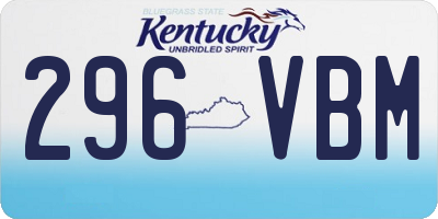 KY license plate 296VBM