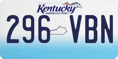 KY license plate 296VBN