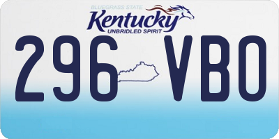 KY license plate 296VBO