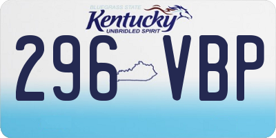 KY license plate 296VBP