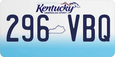 KY license plate 296VBQ