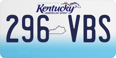 KY license plate 296VBS