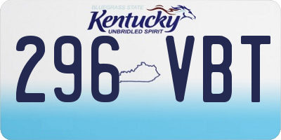 KY license plate 296VBT