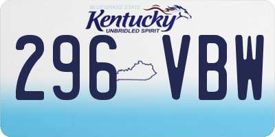 KY license plate 296VBW