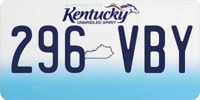 KY license plate 296VBY