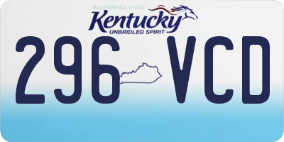 KY license plate 296VCD