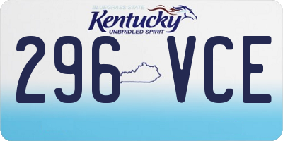 KY license plate 296VCE