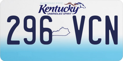 KY license plate 296VCN