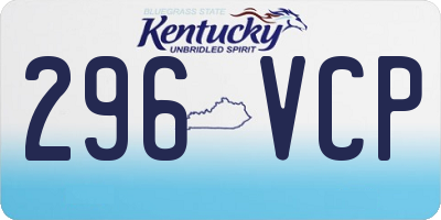 KY license plate 296VCP