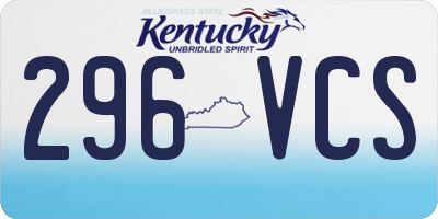 KY license plate 296VCS