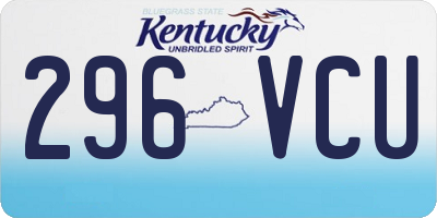 KY license plate 296VCU