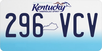 KY license plate 296VCV