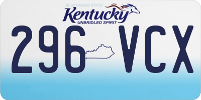KY license plate 296VCX