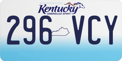 KY license plate 296VCY
