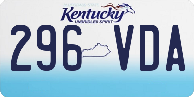 KY license plate 296VDA