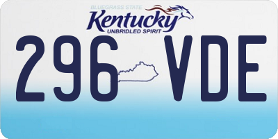KY license plate 296VDE