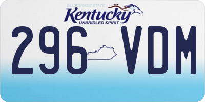 KY license plate 296VDM