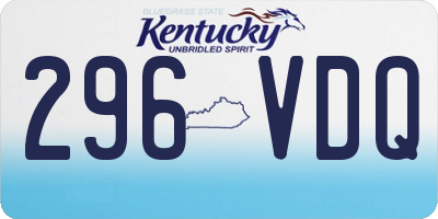 KY license plate 296VDQ