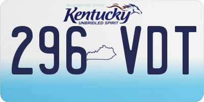 KY license plate 296VDT