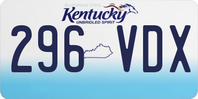KY license plate 296VDX