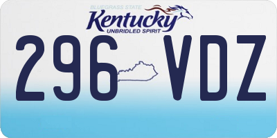 KY license plate 296VDZ