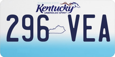 KY license plate 296VEA