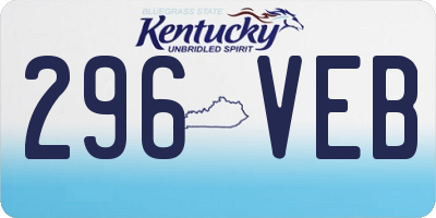 KY license plate 296VEB