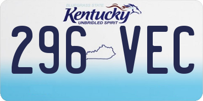 KY license plate 296VEC