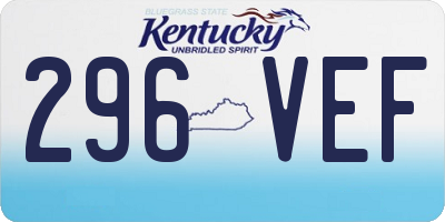 KY license plate 296VEF