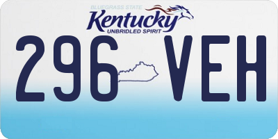 KY license plate 296VEH