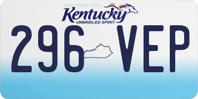 KY license plate 296VEP