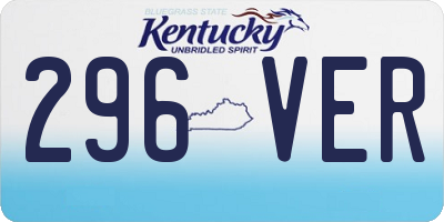 KY license plate 296VER