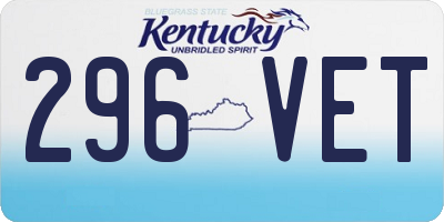 KY license plate 296VET