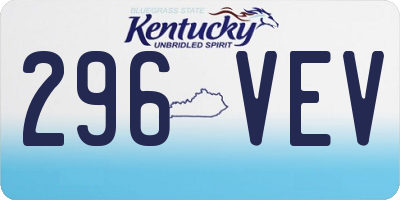 KY license plate 296VEV