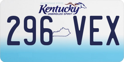 KY license plate 296VEX