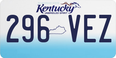 KY license plate 296VEZ