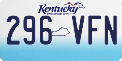 KY license plate 296VFN