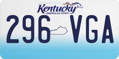 KY license plate 296VGA