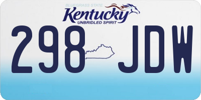 KY license plate 298JDW